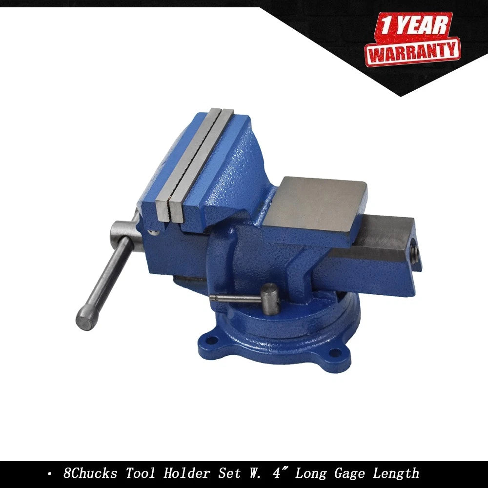 4-Inch Swivel Bench Vise with Anvil and Locking Base