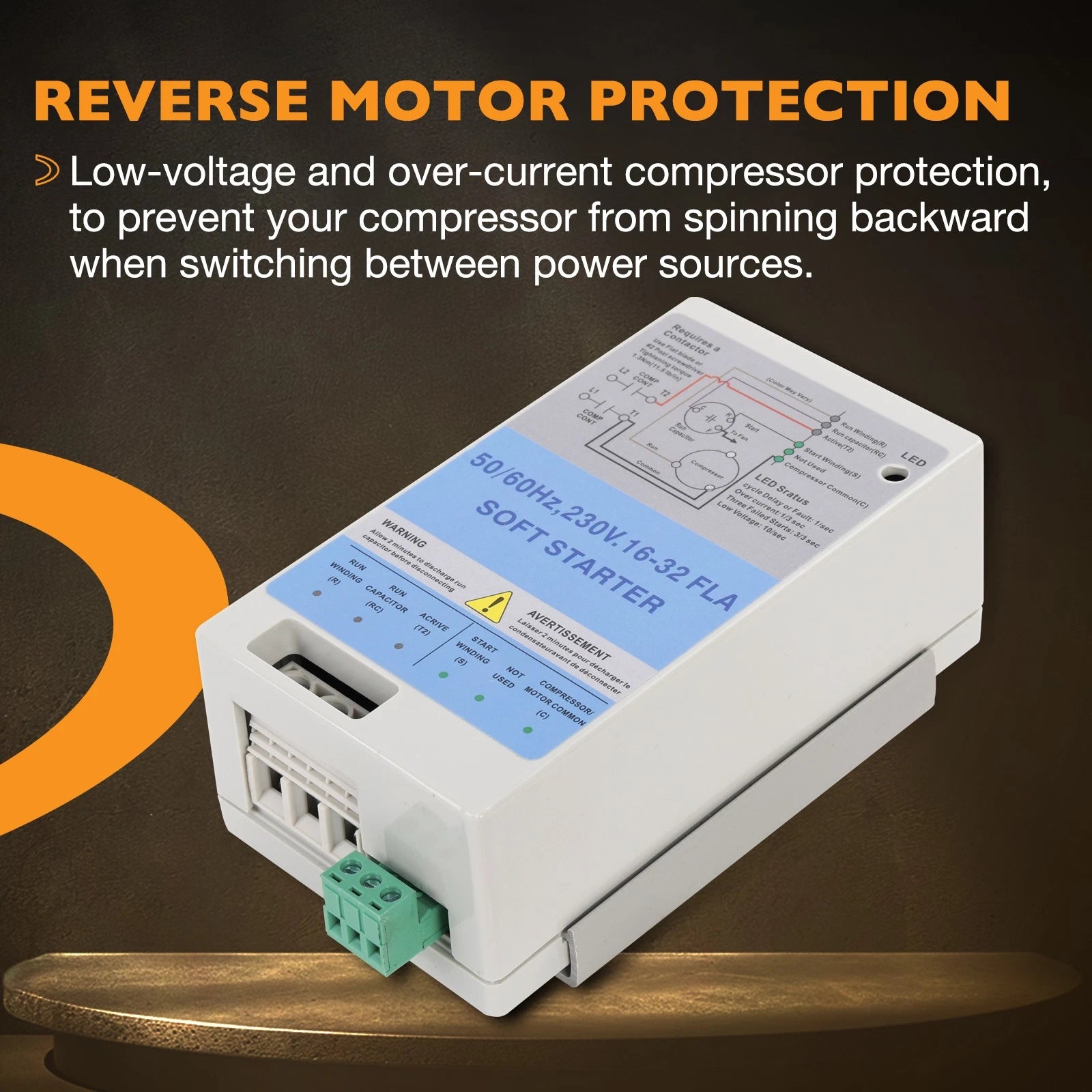 AC Soft Starter with Reverse Motor Protection for 4-7 Ton AC (16-32A)