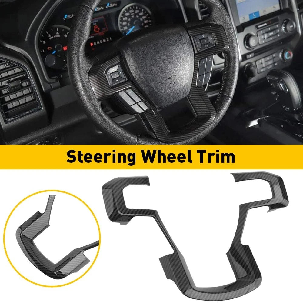 Carbon Fiber Interior Steering Wheel Trim for Ford F150 (2015–2023)
