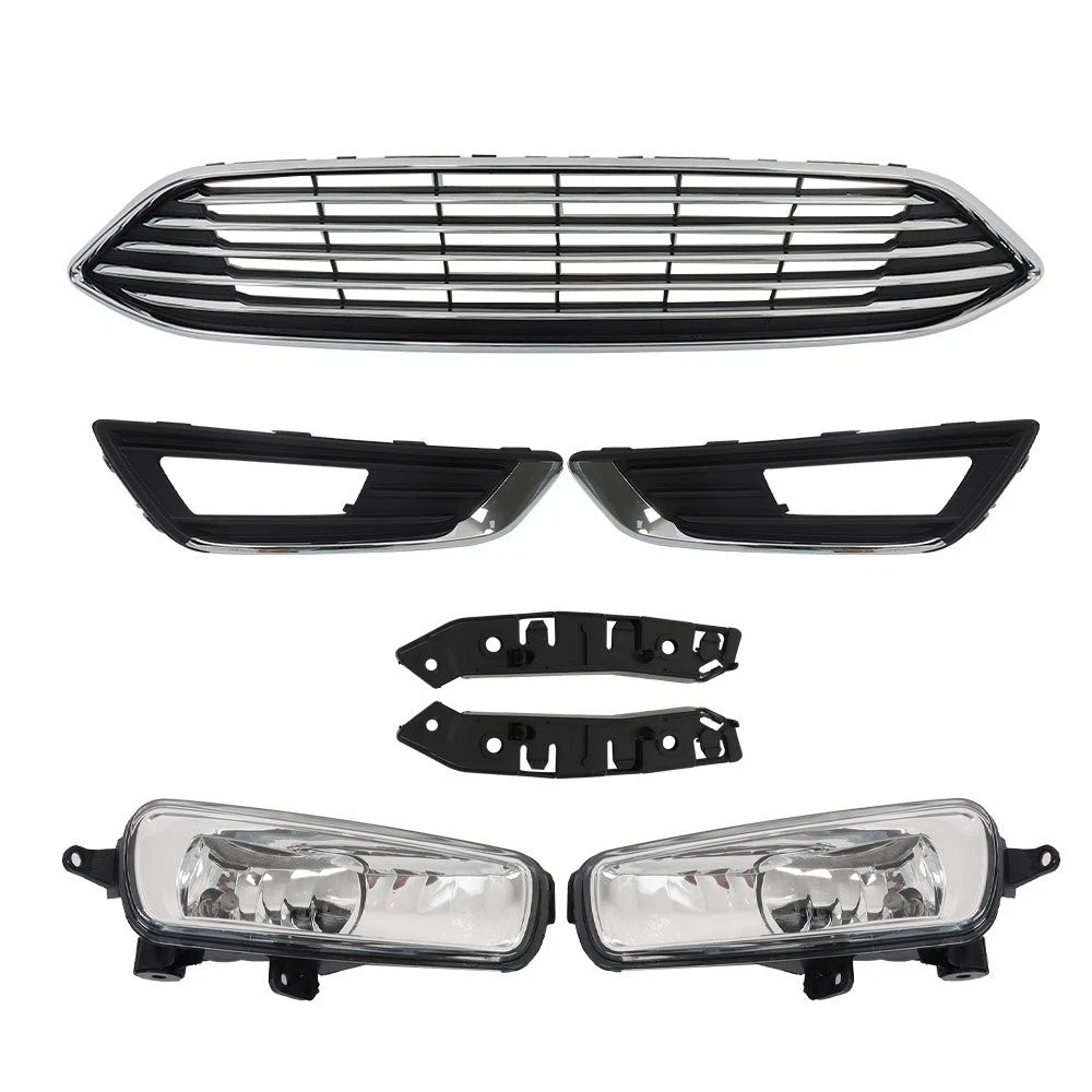 Front Bumper Cover with Grille for Ford Focus (2015-2018) Chrome Black