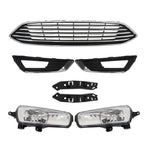 Front Bumper Cover with Grille for Ford Focus (2015-2018) Chrome Black