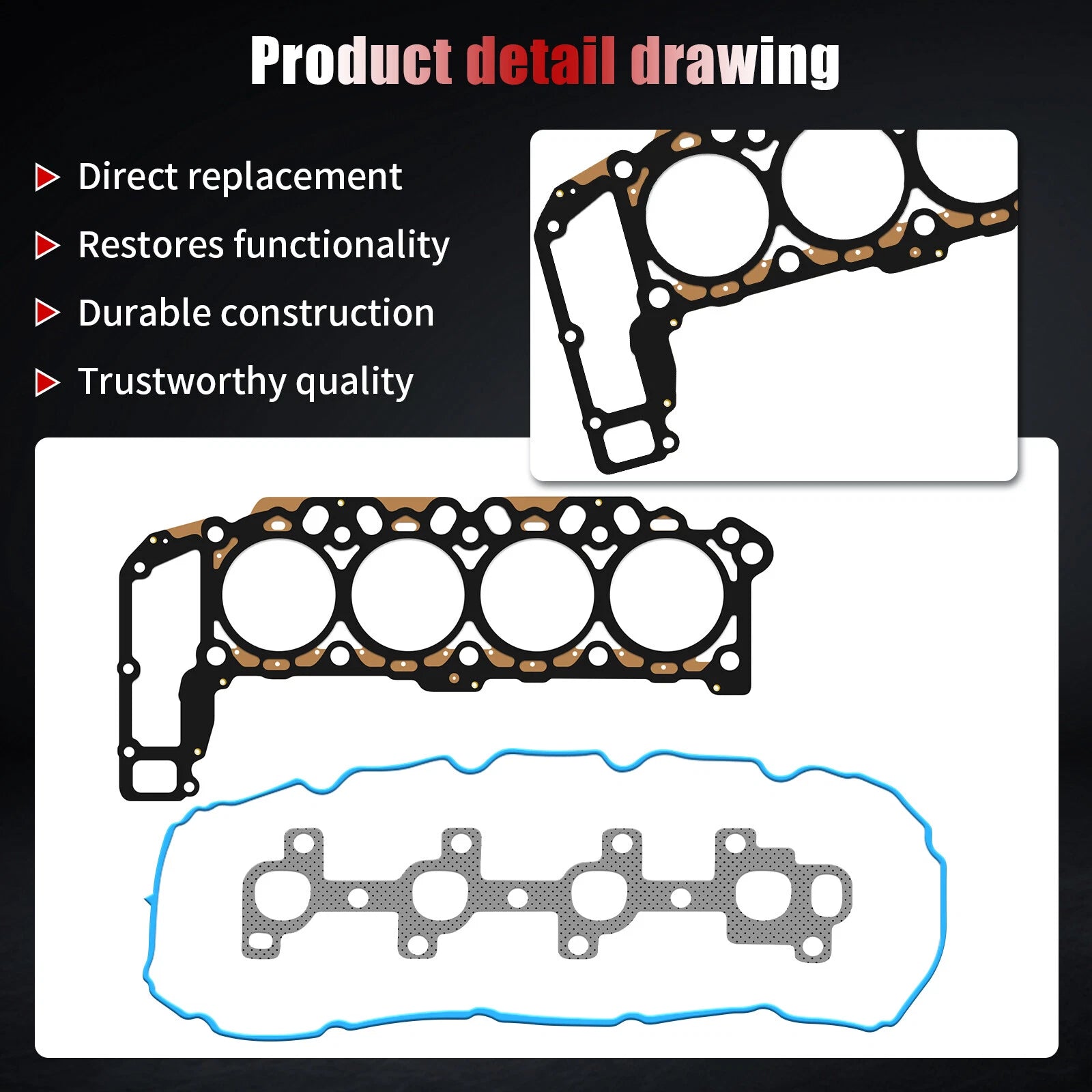 Set of 2 Steel Head Gaskets for Dodge Ram 1500 Jeep Grand Cherokee (1999–2003)