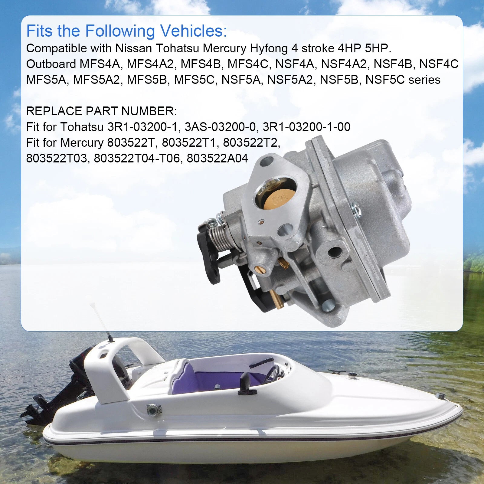 Carburetor for Tohatsu 4T 4-6HP Outboard Motor (Year Range Not Specified)