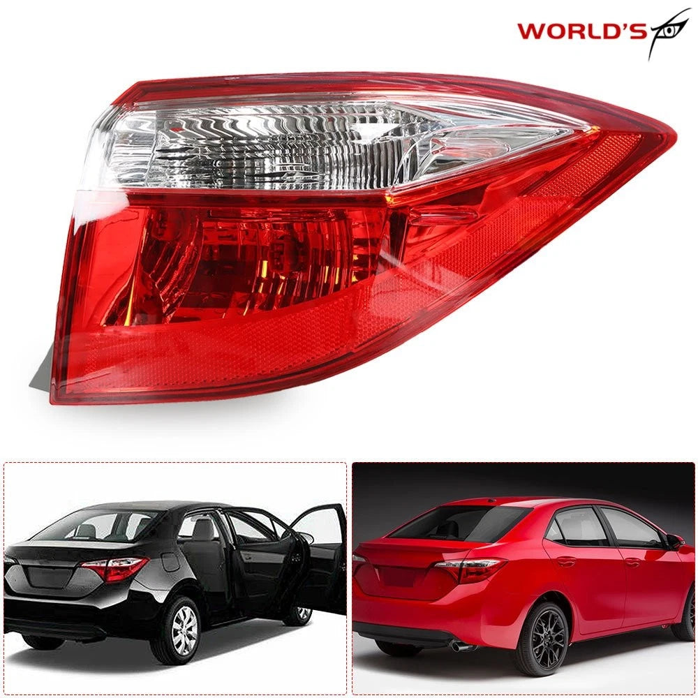 Right Outer Tail Light Brake Lamp for Toyota Corolla (2014–2016) Red Clear