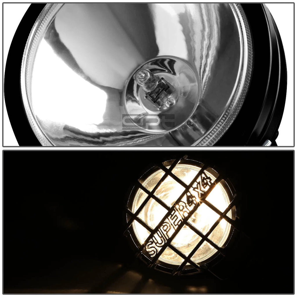 6" Round Bull Bar Fog Light Lamps for - Chrome, Clear Lens, Switch Kit