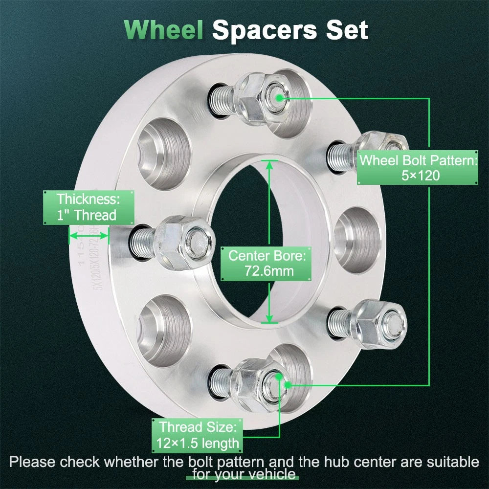 Set of 4 Wheel Spacers 1" 25mm Thick for BMW 128i 135i 328i M3 (2008–2013)