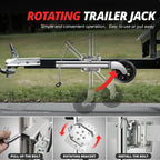 Side Mount Trailer Jack w/Wheel for Universal Use (2000 lbs, 26-37 in)