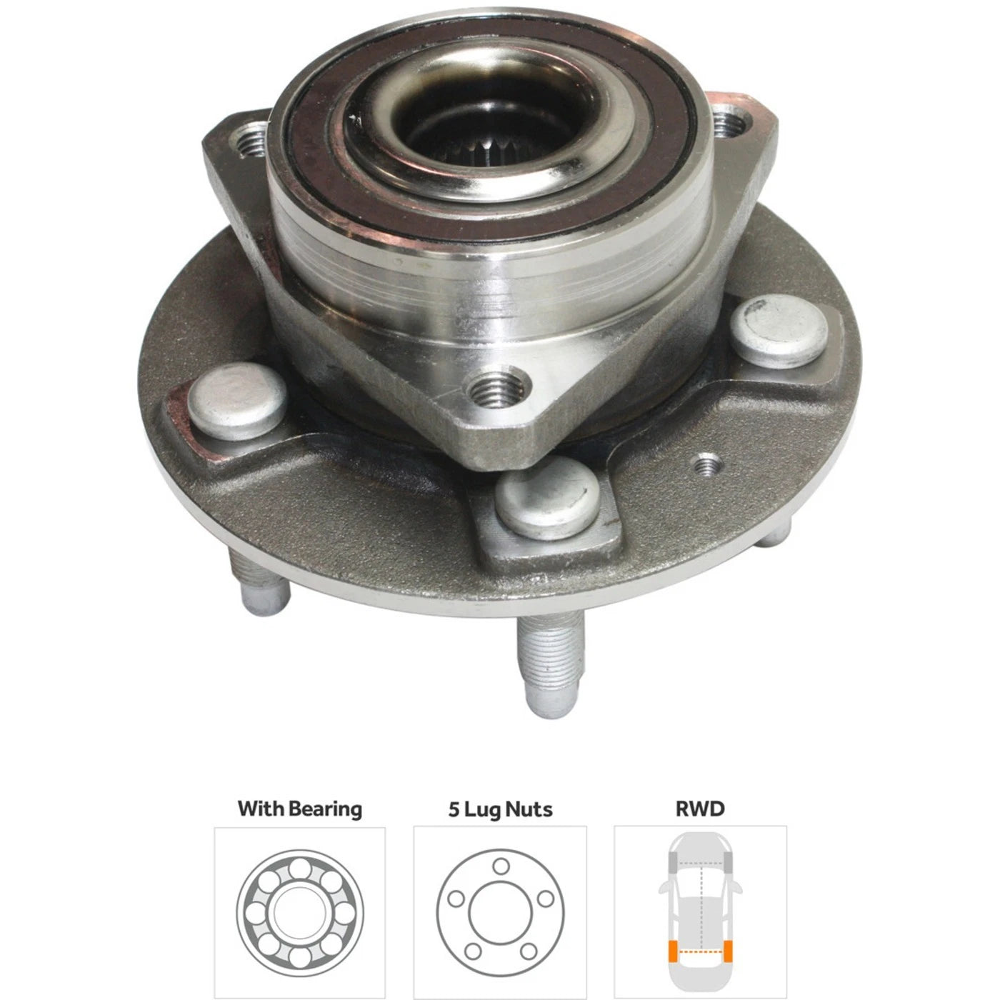 Wheel Hubs for Chevrolet Camaro (2012–2015) Front Rear 5 Lug with Bearing