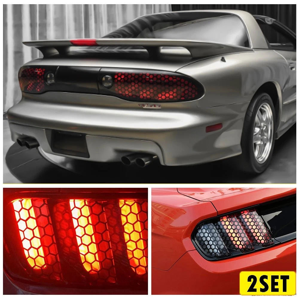 2X Honeycomb Black Tail Light Covers for
