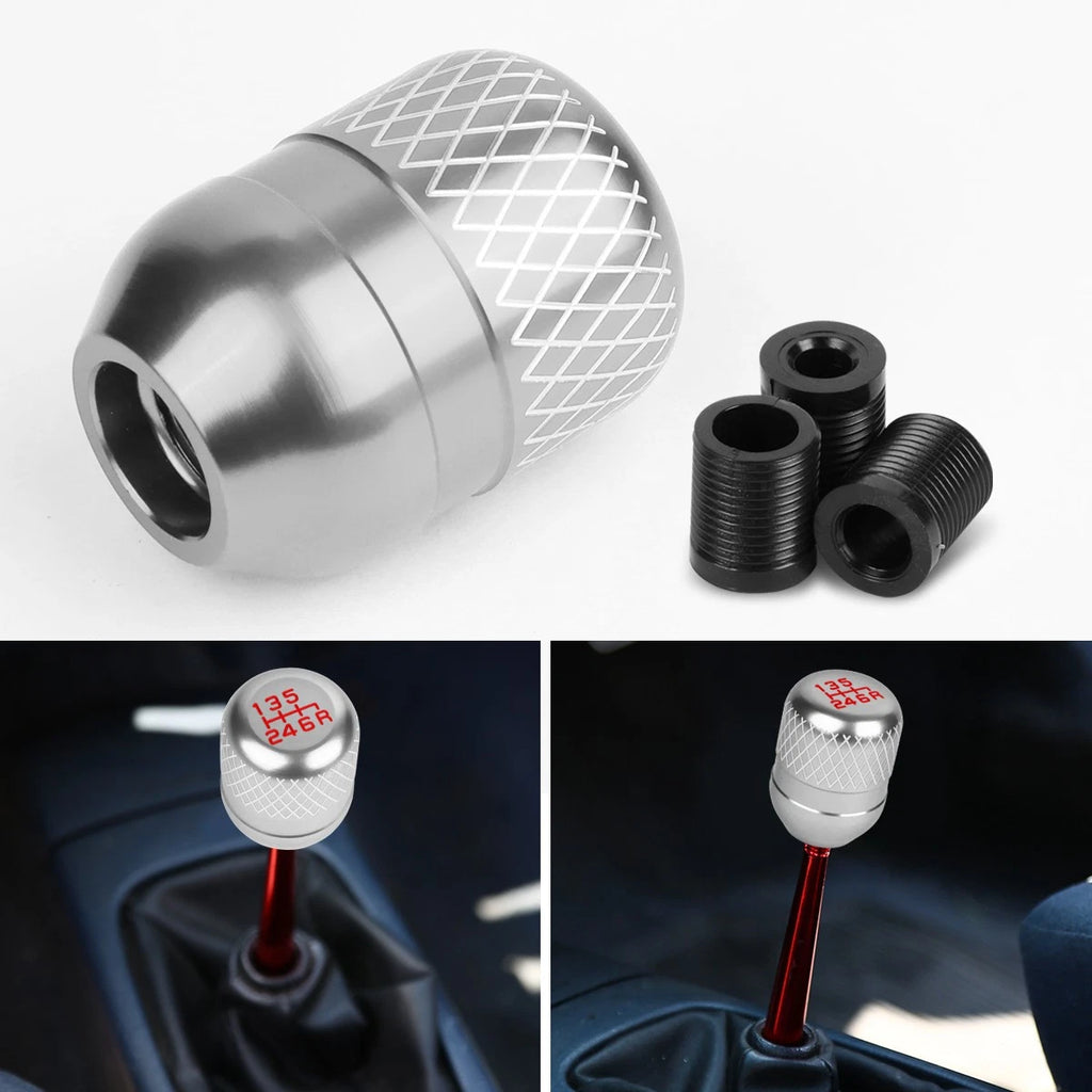 Netted Style 6-Speed Shift Knob for Universal Fit (42mm, Silver)
