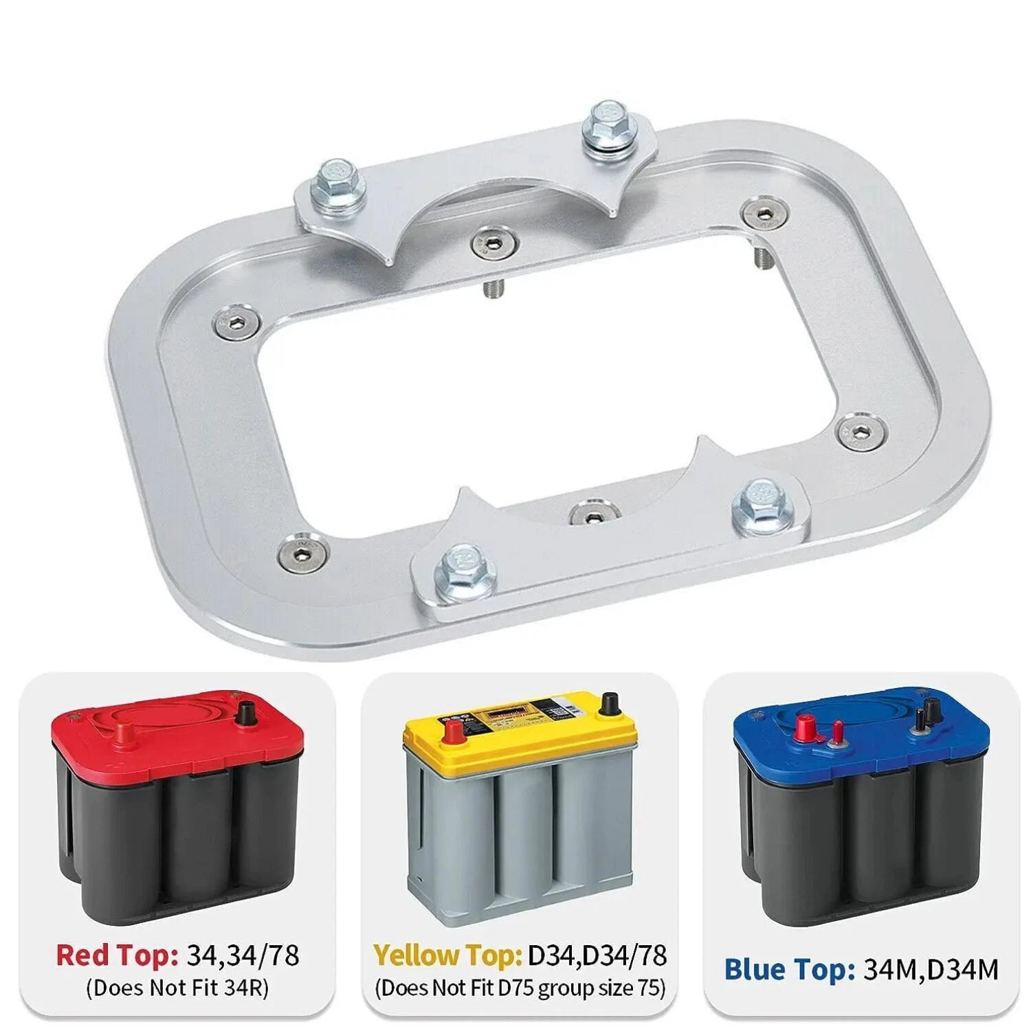 Aluminum Battery Bracket Relocation Hold Down Tray Kit for Optima 34/78