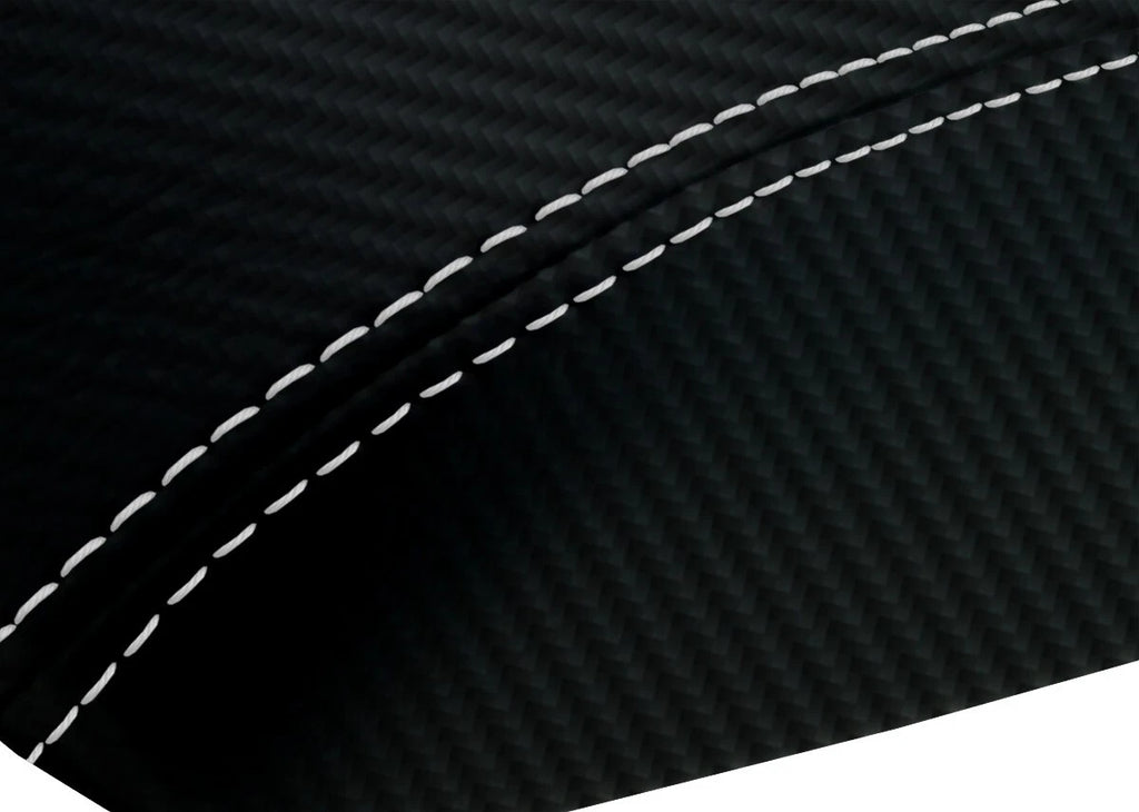 Console Armrest Cover for Chrysler 200 (2015–2018) PVC Carbon White Stitch