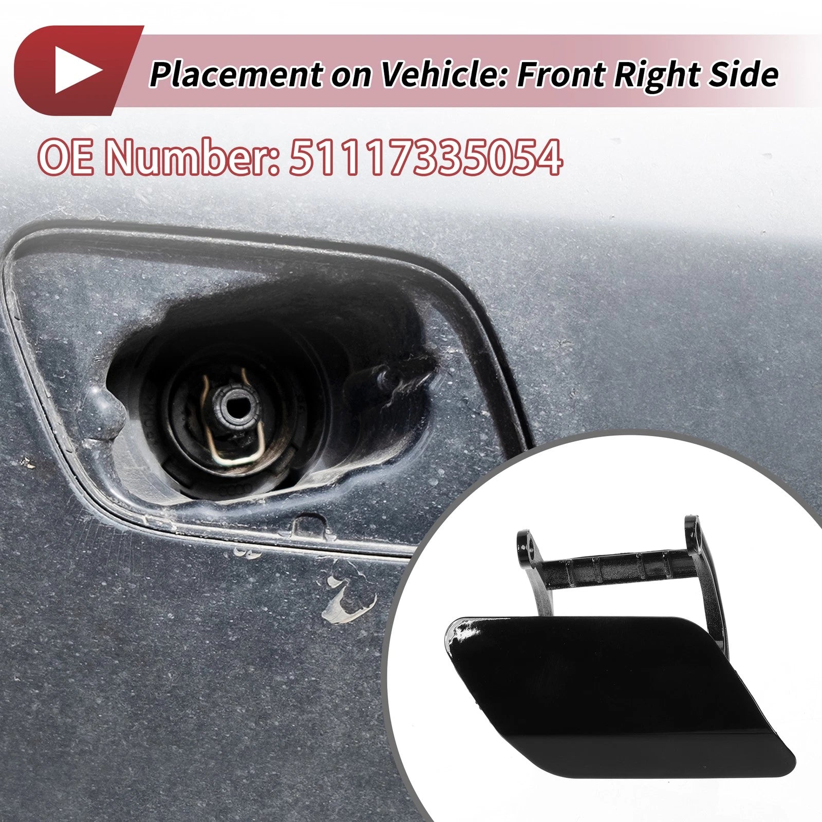 Front Right Washer Nozzle Cover Cap No. 51117335054 for BMW 740i (2013–2015)