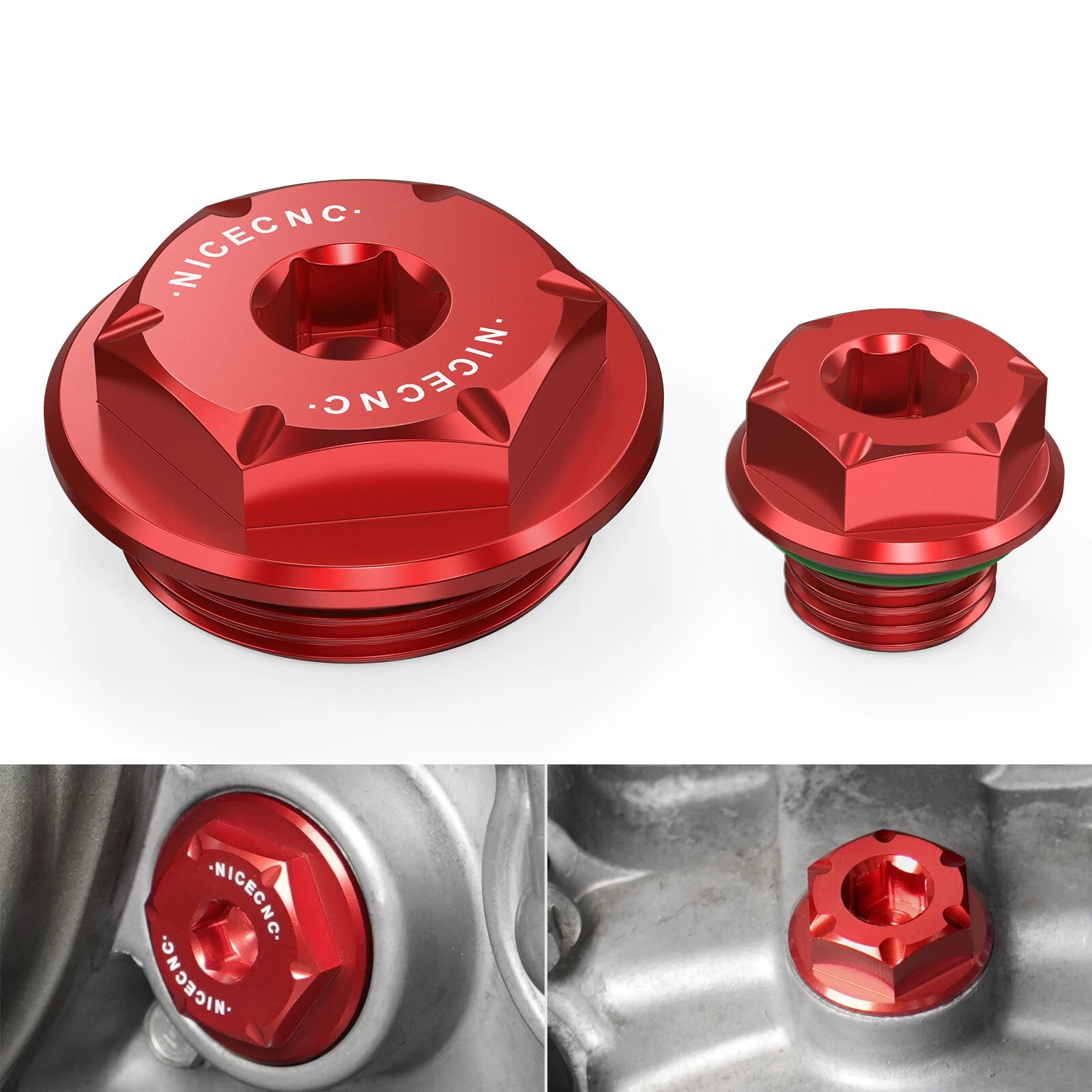 Set of 4 Engine Crankcase Cover Screw Plugs for Honda Sportrax 400 TRX400EX (2000–2008) Red
