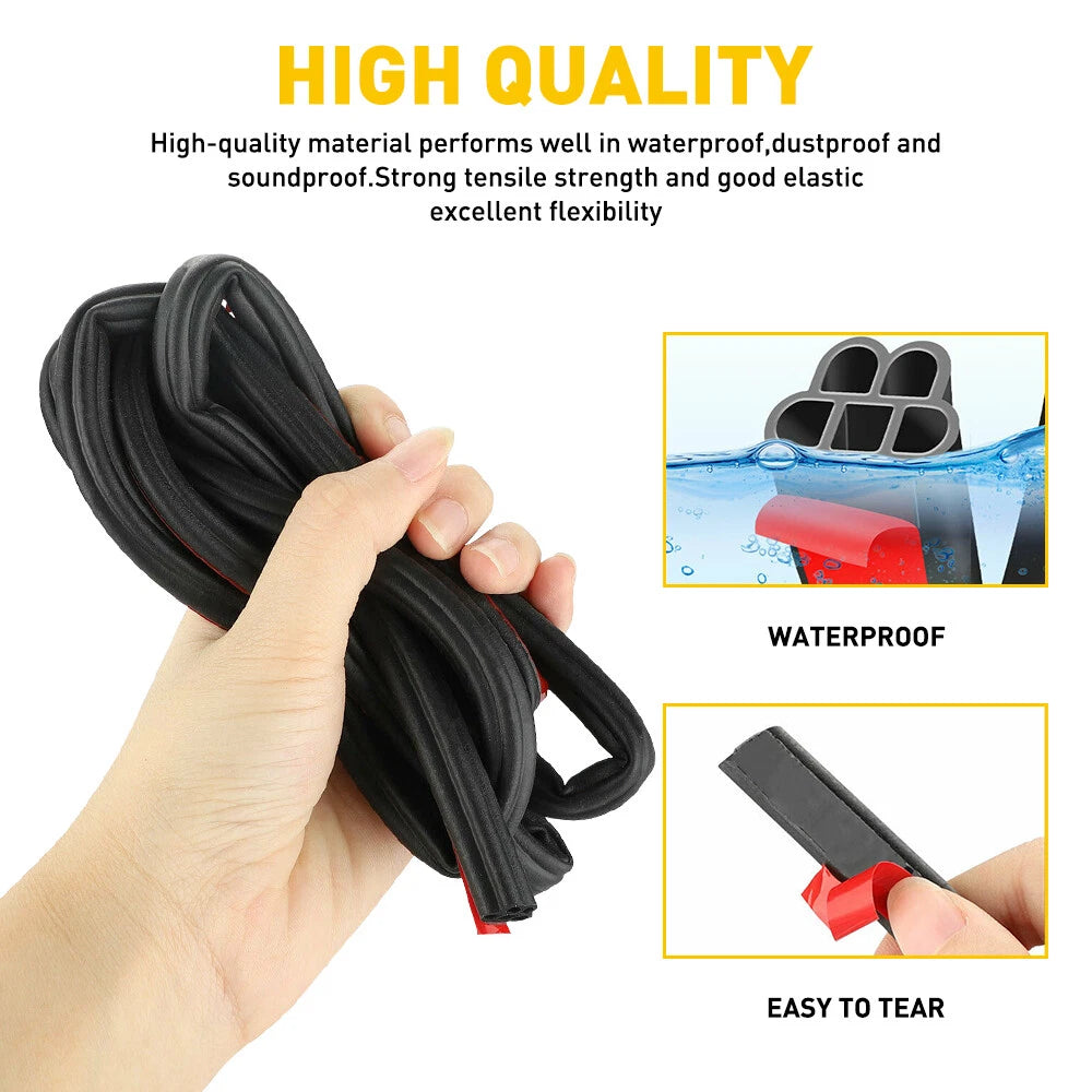 5M Black Rubber Weather Strip Trim for Auto Car Window Lock Trunk