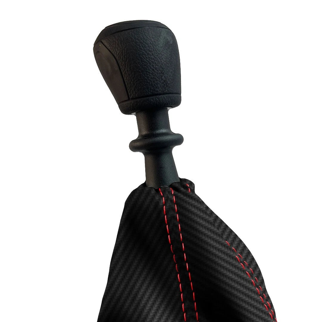 Manual Shift Boot for Chevrolet Sonic (2012–2016) Red Stitch Carbon