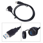USB 3.0 Type A Panel Mount Connector Female Socket with Cable CAP