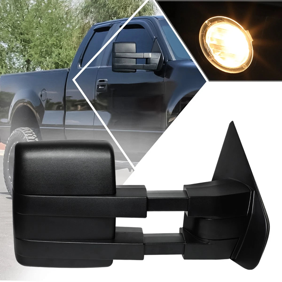 Power Heated LED Signal Puddle Lamp Side Towing Mirror for Ford F150 (2004–2014)