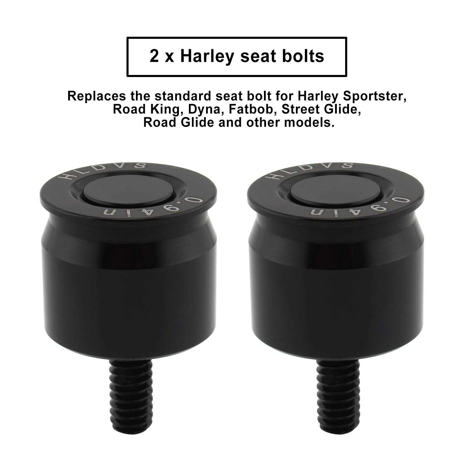 2X Seat Bolt Aluminum Anodized Black for Harley Dyna Softail Sportster Road King Glide