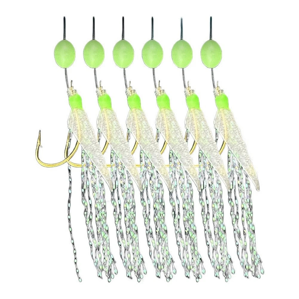 6pcs Fishing Rigs for Freshwater Bass Cod with Luminous Hooks