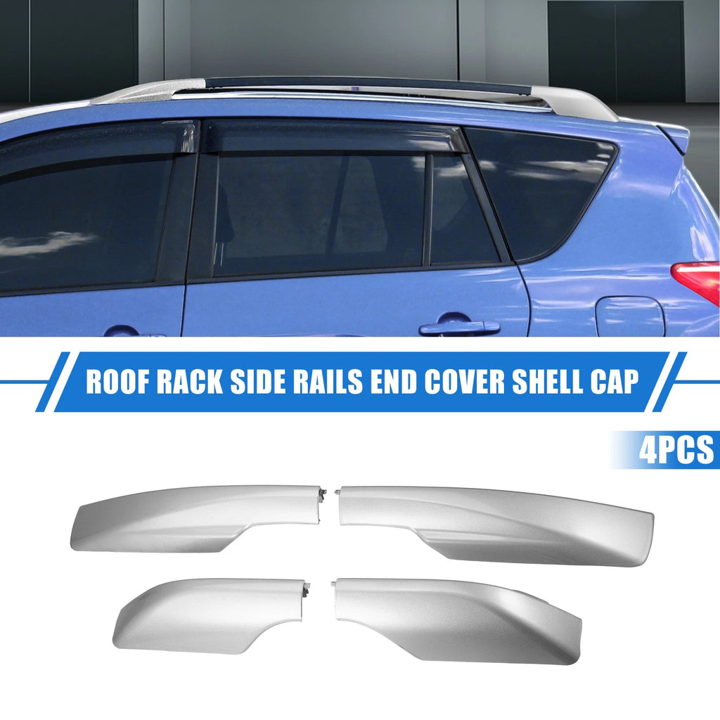 Set of 4 Roof Rack Side Rails End Covers for Toyota RAV4 (2006–2012) Silver
