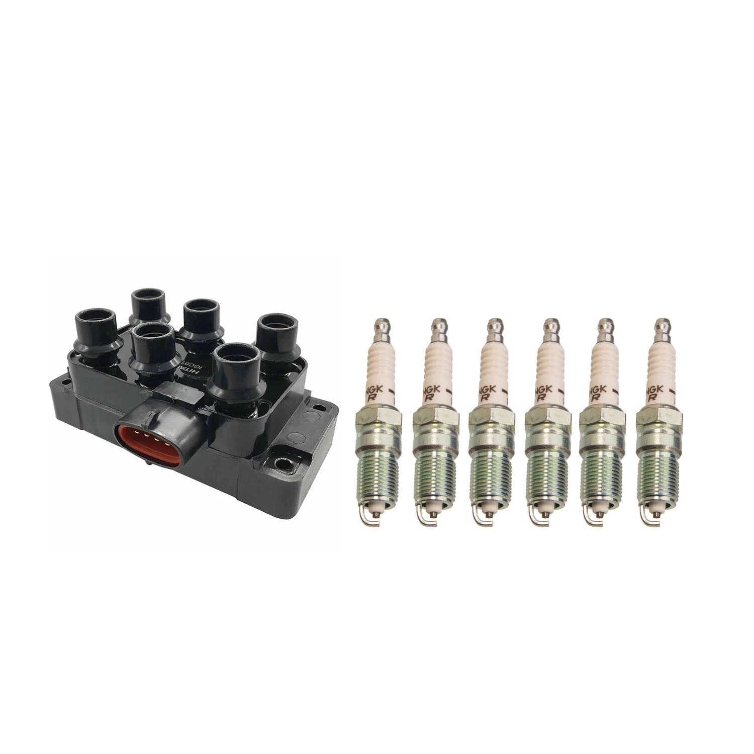 Set of 6 Hitachi Ignition Coils & NGK Spark Plugs for Explorer Mountaineer (2002–2005)
