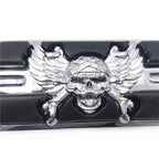 Chrome Wing Zombie Skull Footrests Footpegs for Harley Softail Dyna