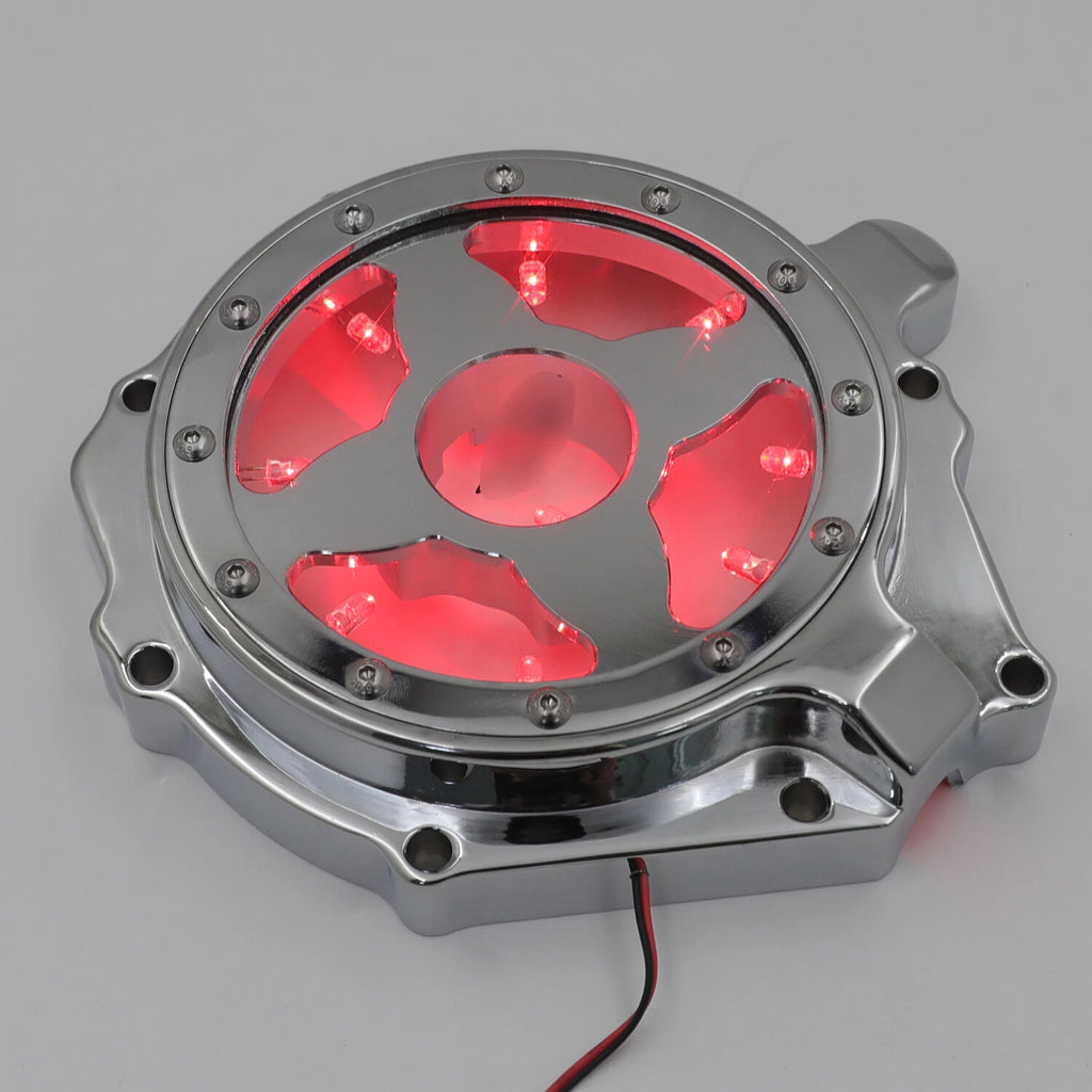 Chrome Engine Stator Cover with Red LED for Honda CBR1000RR (2004–2007) & CB1000RA (2008–2024)