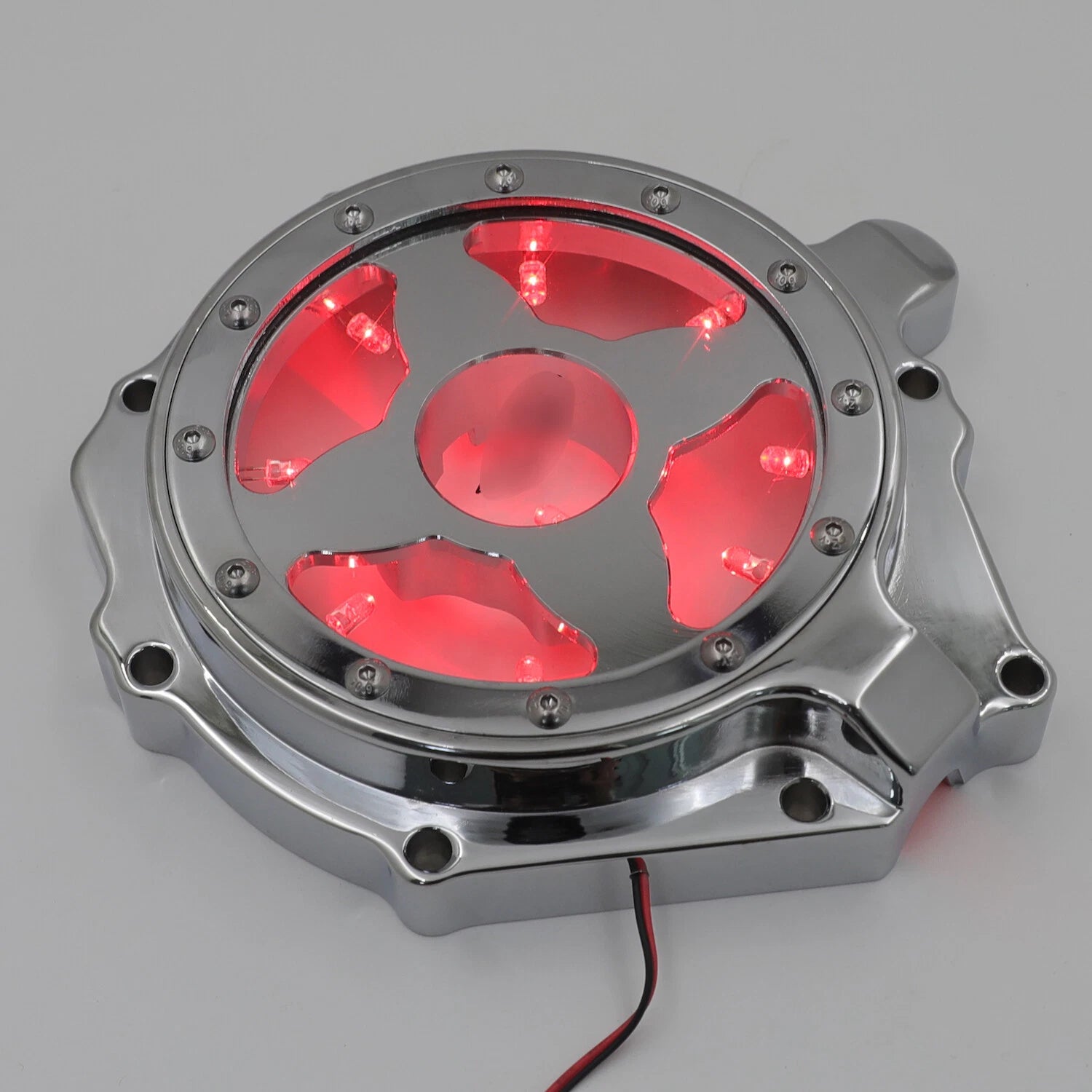 Chrome Engine Stator Cover with Red LED for Honda CBR1000RR (2004–2007) & CB1000RA (2008–2024)