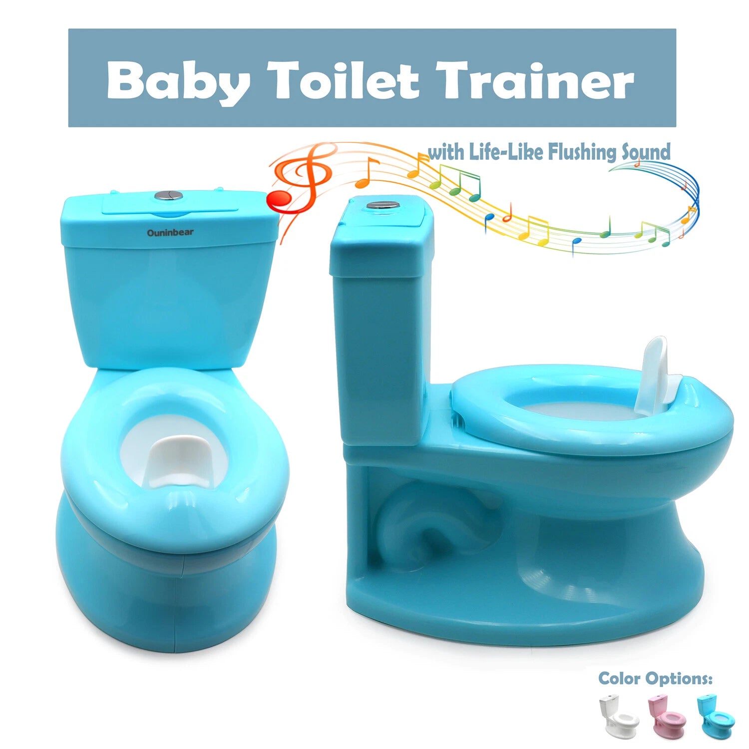 Toddler Potty Training Toilet for Kids with Flushing Sound (Blue)