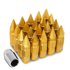 16 Pcs J2 7075 Forged Aluminum M12x1.5 Spiky Cap Lug Nut Set Gold