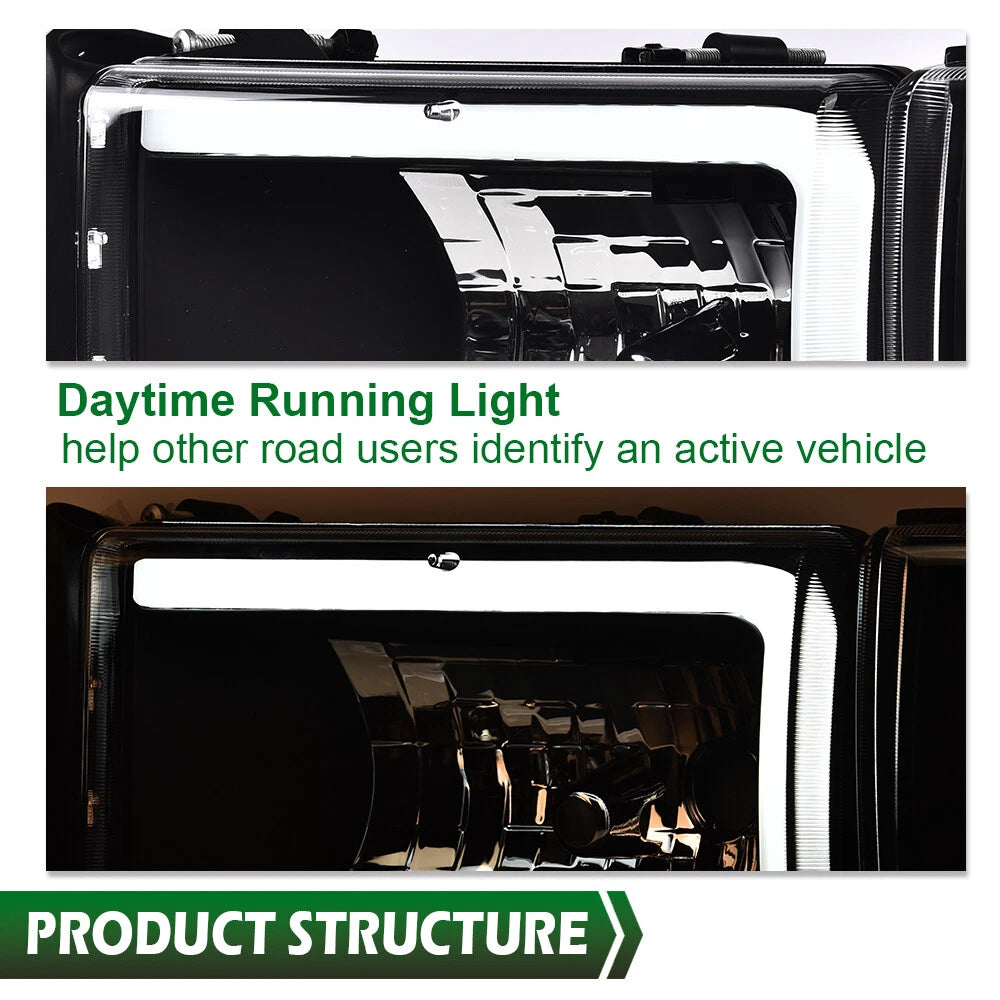 LED Clear Corner Black Headlights for Dodge Ram 1500 2500 3500 (1994–2002)
