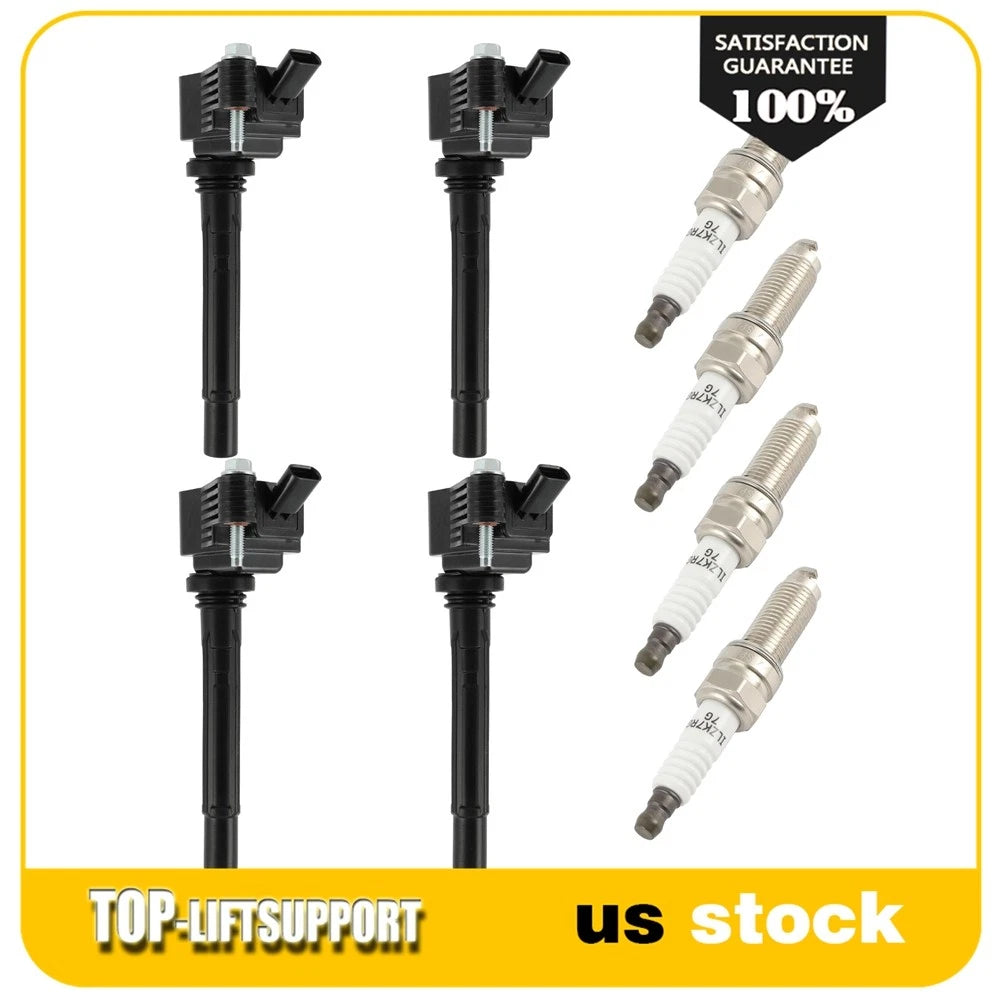 Set of 4 Ignition Coils and 4 Spark Plugs for Jeep Cherokee Wrangler