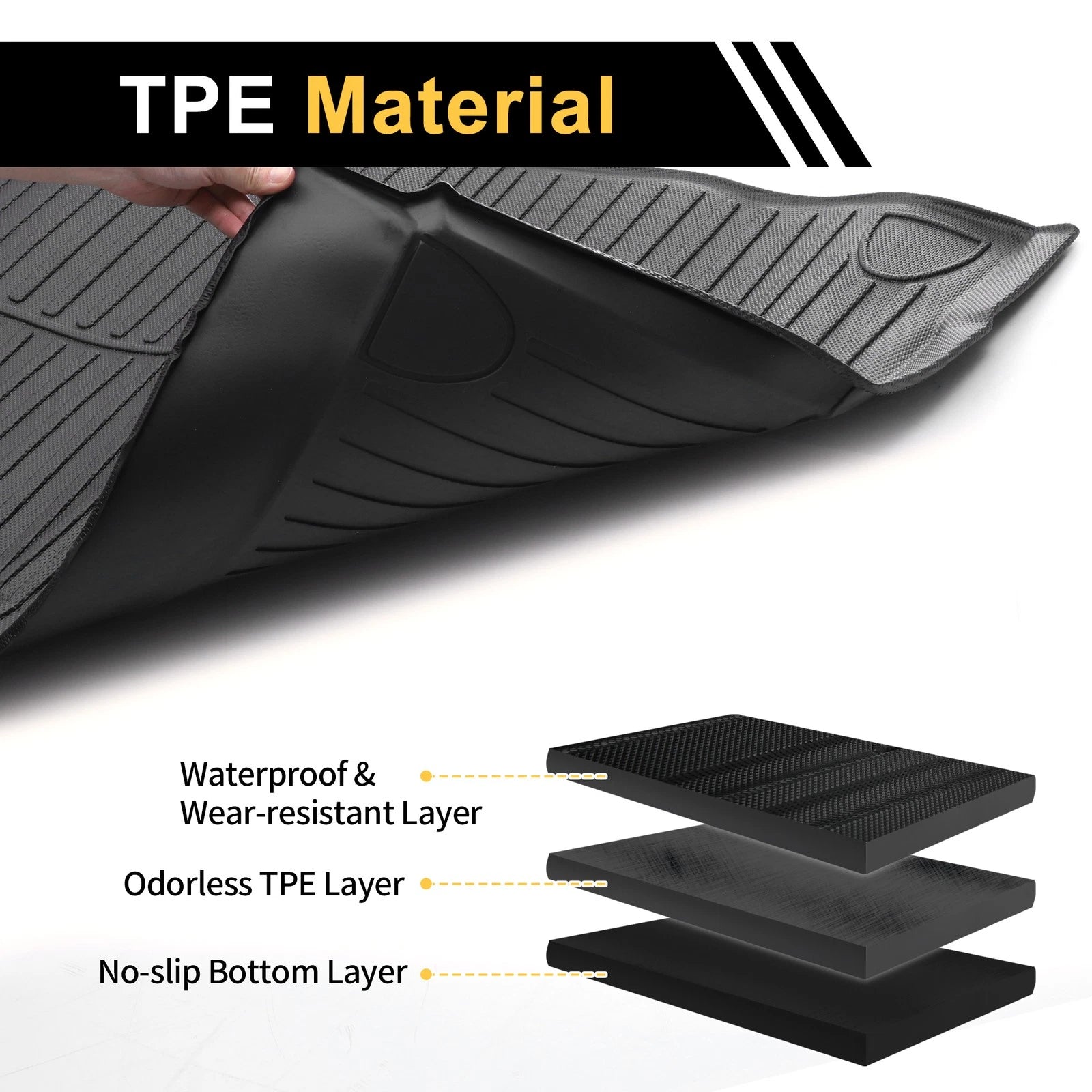 Cargo Liner Rear Trunk Mat for Ford Expedition Max (2018–2024) TPE Stripe