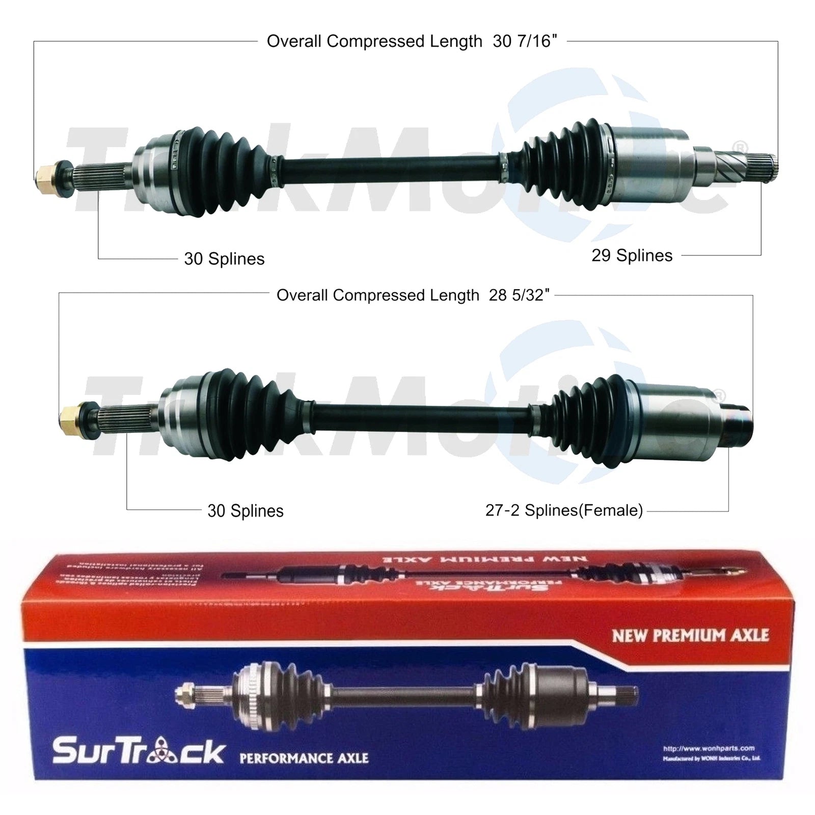Set of 2 Front CV Axle Shafts for Tesla Model S AWD (2014–2018)