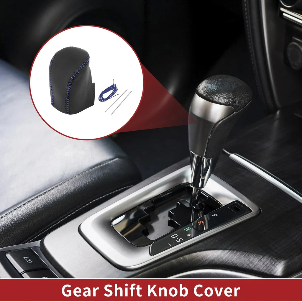 Gear Shift Knob Cover for Honda HR-V 2023-2024 Black Blue Faux Leather