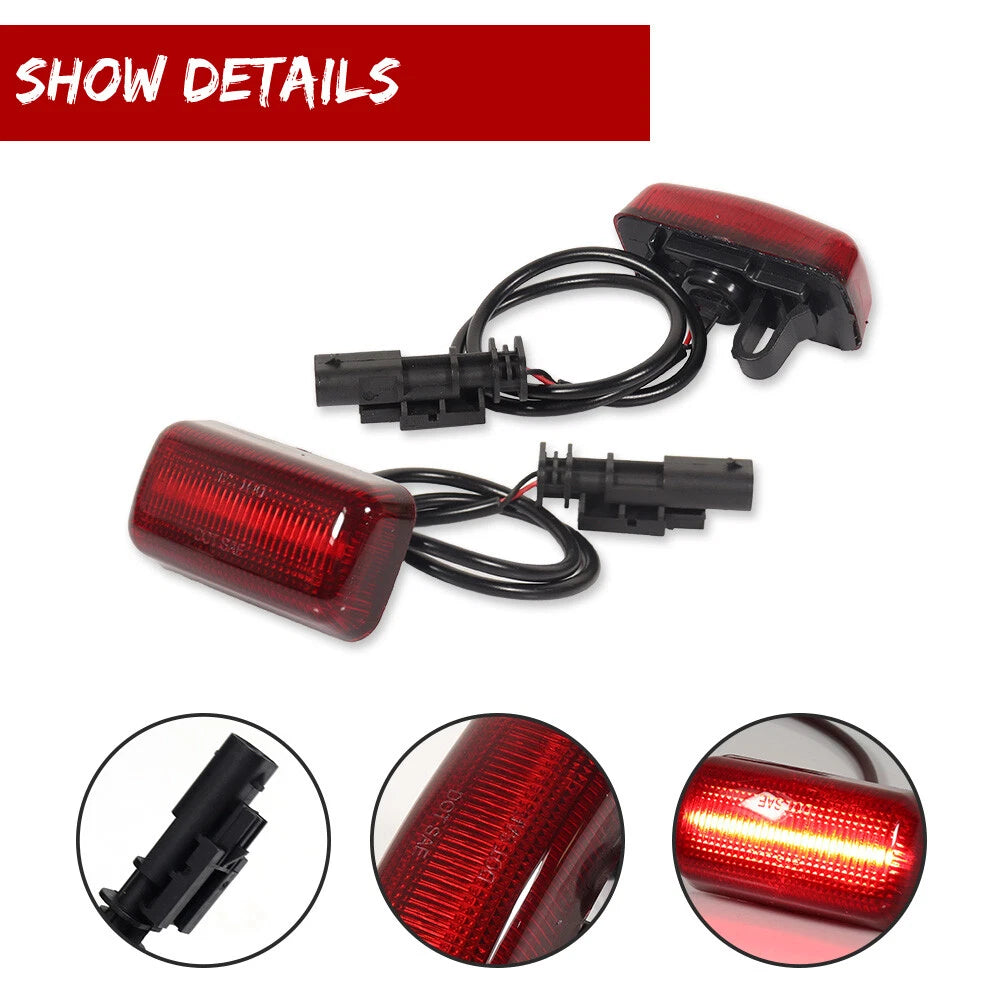2X Red Lens Full LED Rear Fender Marker Lights for Chevy GMC 2500/3500HD (2015–2023)