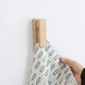 2X Natural Wood Towel Hooks with Wax Finish for Wall Hanging