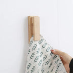2X Natural Wood Towel Hooks with Wax Finish for Wall Hanging