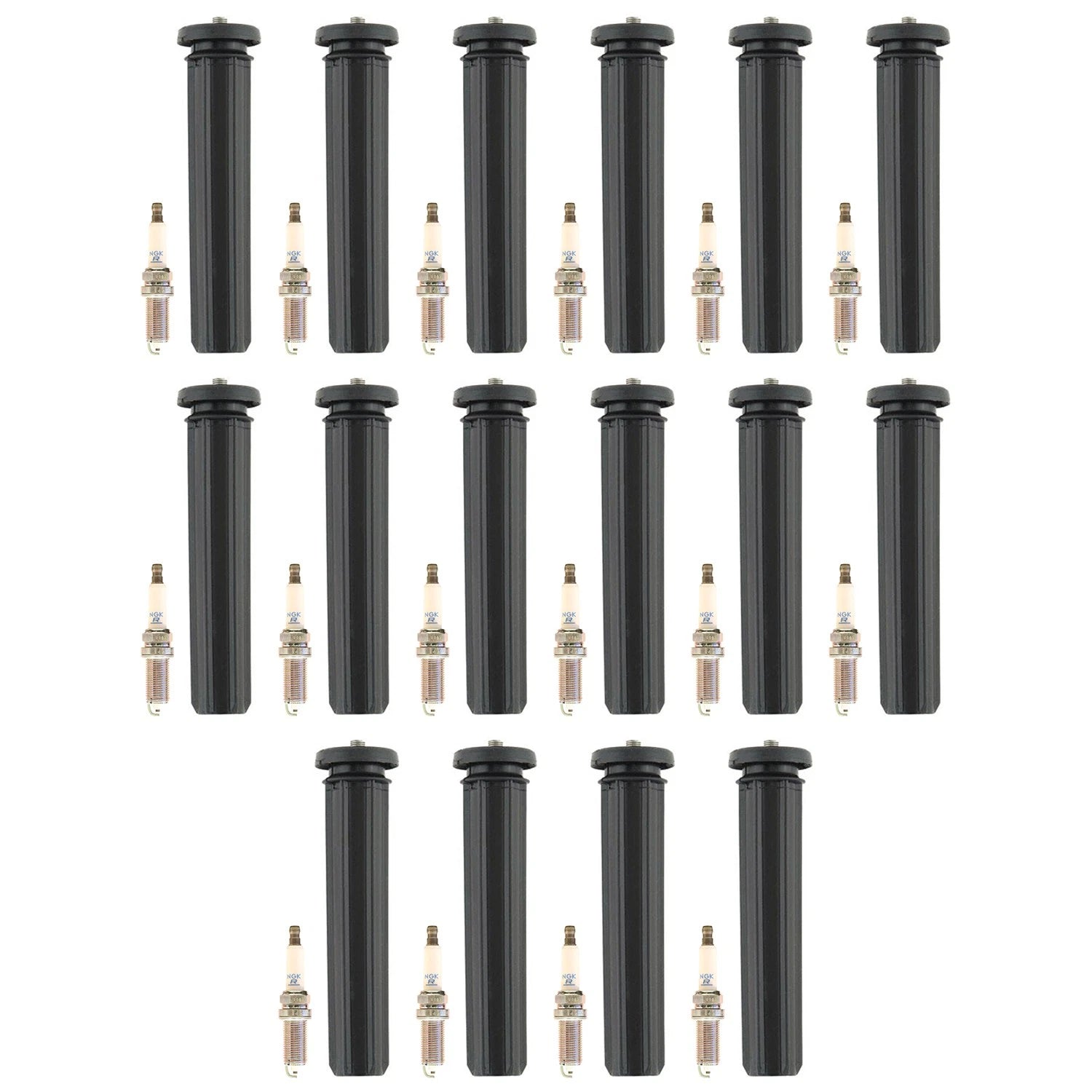 NGK 16 Spark Plugs & Denso Coil Boots Kit for Challenger Durango 300 (2006–2023)