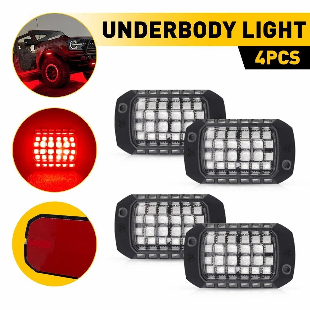 4X Super Red LED Rock Lights for Universal (Waterproof)