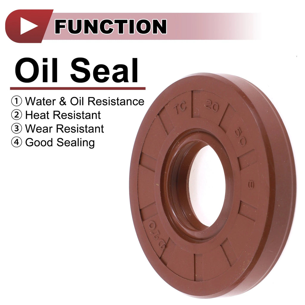 Set of 2 Oil Seal Rotary Shaft Seal FKM Rubber 20x50x8mm