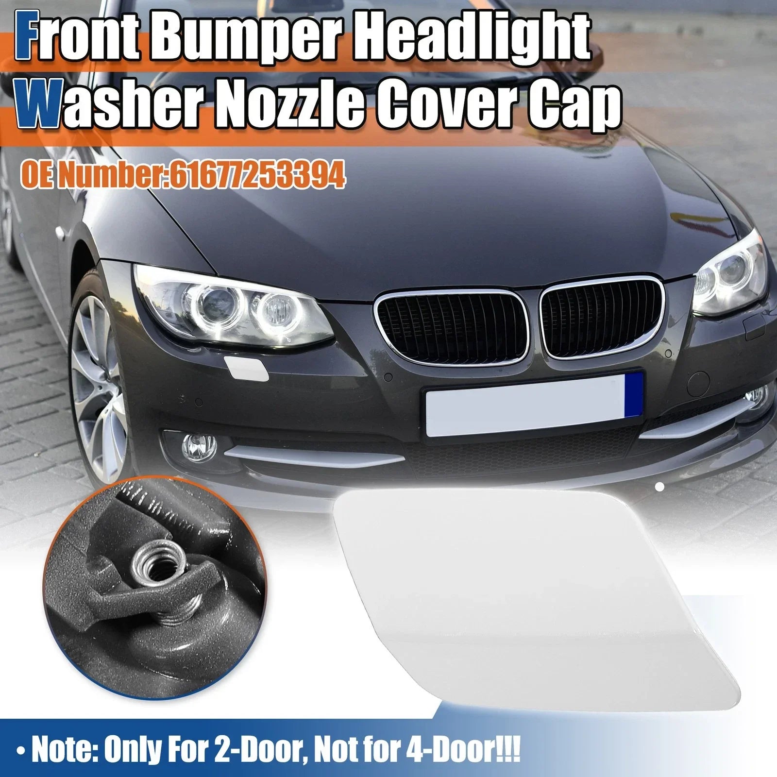 Right Side Front Bumper Washer Nozzle Cover for BMW E92 E93 (2011-2013) White