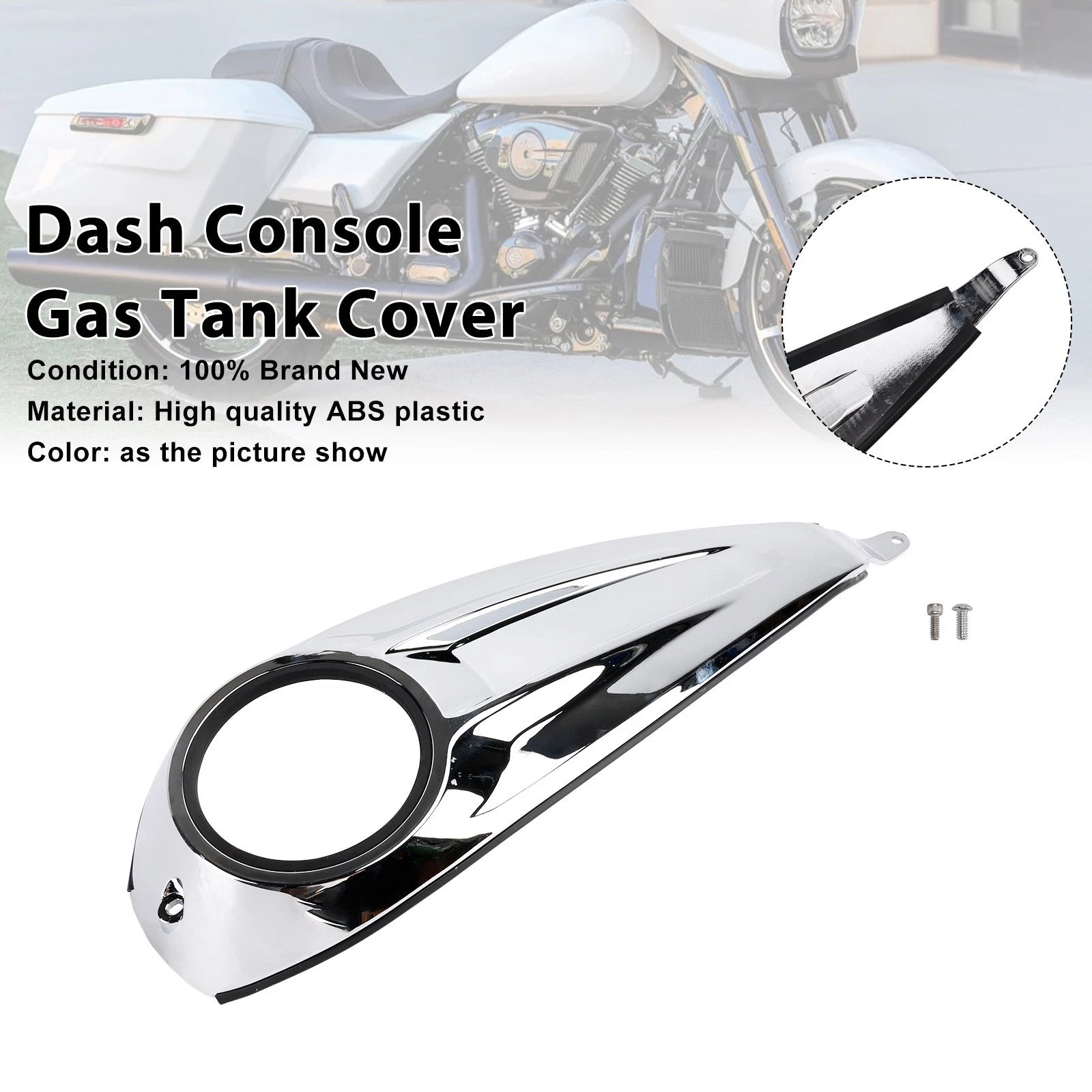 Dash Console Gas Tank Cover for Harley Touring Road Glide / Street Glide (2023–2025) Chrome