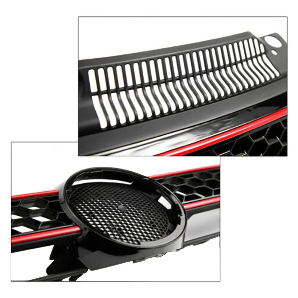 Front Main Centre Grille for VW Golf (2010â2013) Black with Red Slats