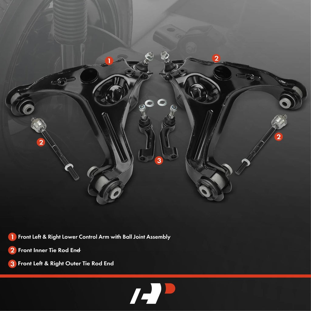 Set of 6 Front Control Arm Tie Rod Ends for Ford F-150 (2009–2013)