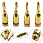 4X Gold Plated 4mm Banana Plugs for Audio Speaker Cable Connector