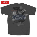 Licensed Ford All Over Logos Charcoal Gray T-Shirt for Ford F-150 (2015–2020)