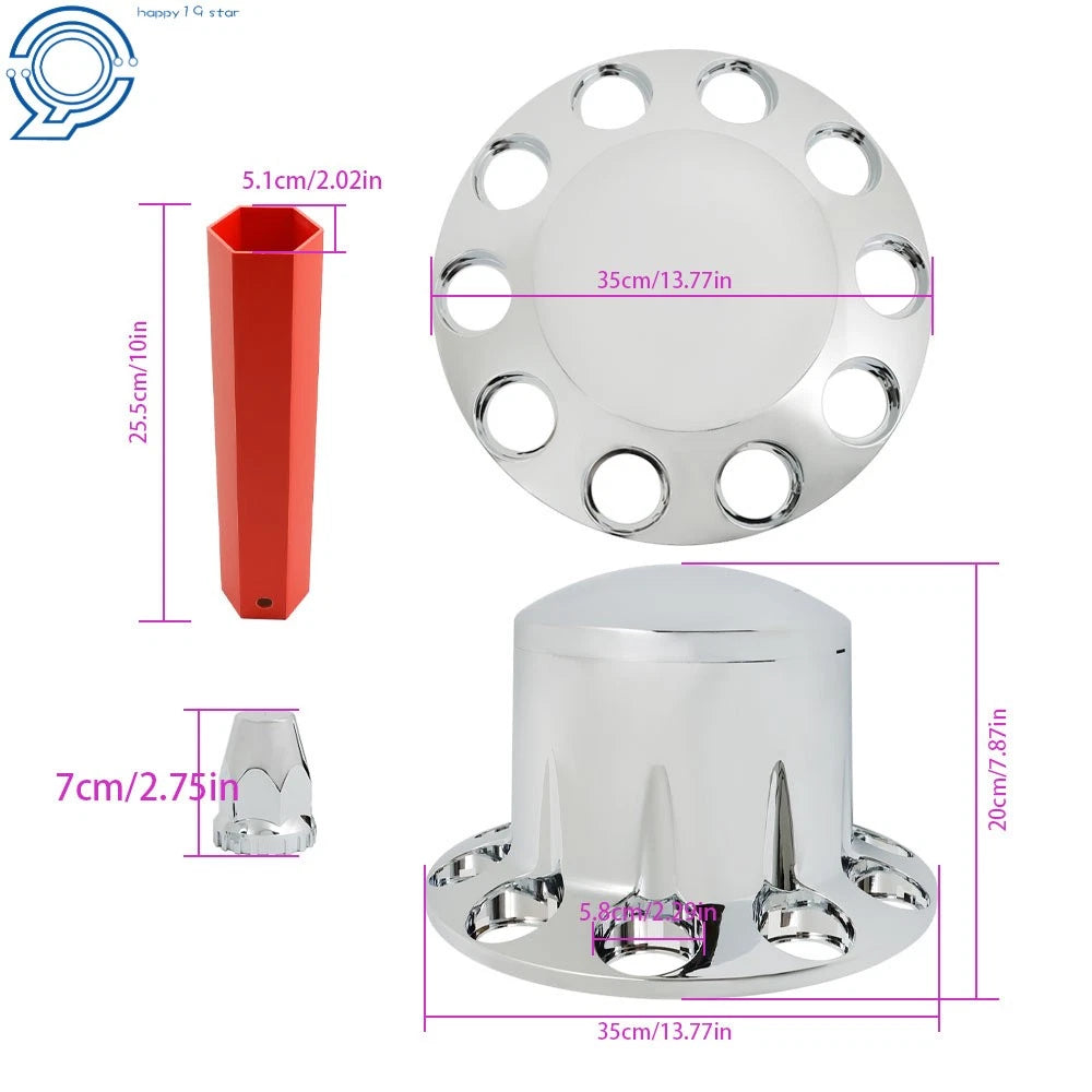 Chrome Hub Cover for Semi Truck