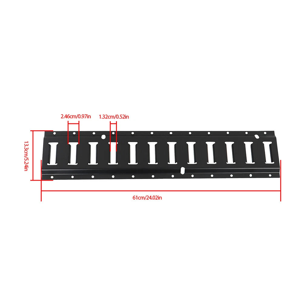 Set of 2 E Track Tie-Down Rails for E-Track Systems (Black Steel)
